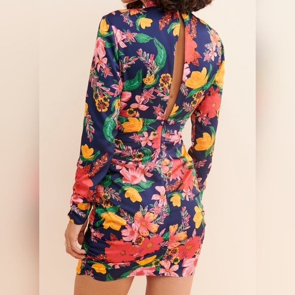 Finders Keepers Navy Floral Mini Dress w Cut-Out Detailing - Picture 3 of 14
